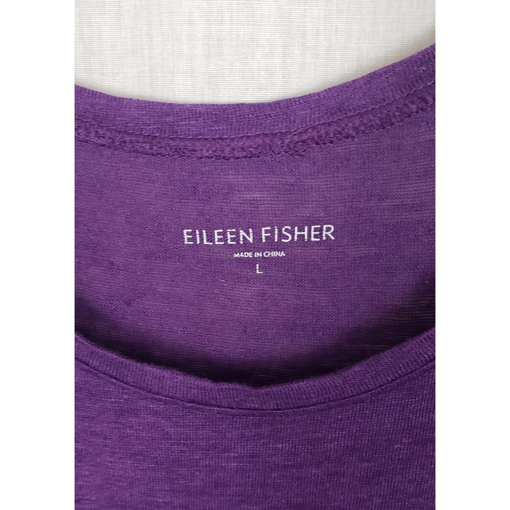 Eileen Fisher Purple 100% Linen Sleeveless Slub Tank Top L Quiet Luxury Fall - Picture 2 of 8